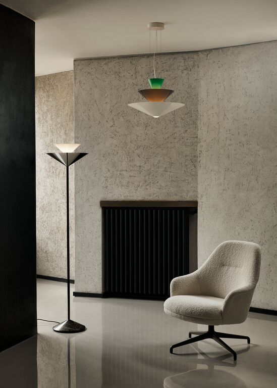 Lampadar Gio LN28 - Emperador Marble and Dark Chrome