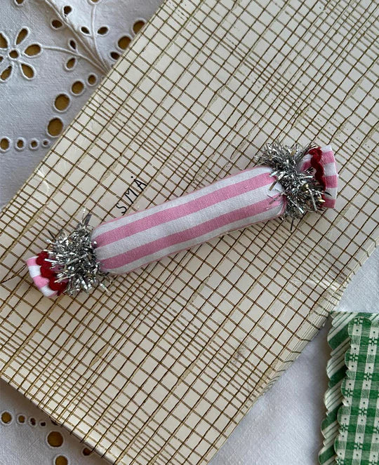 Crackers Ornament - Pink Wide Stripes