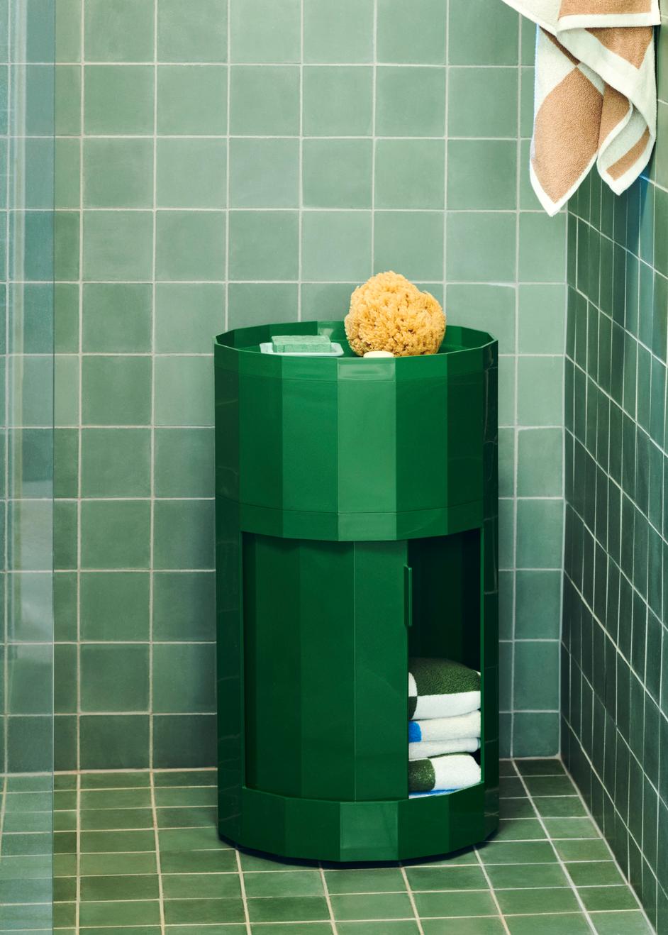 Cabinet Facet 101 cu picioare si roti - Spinach Green
