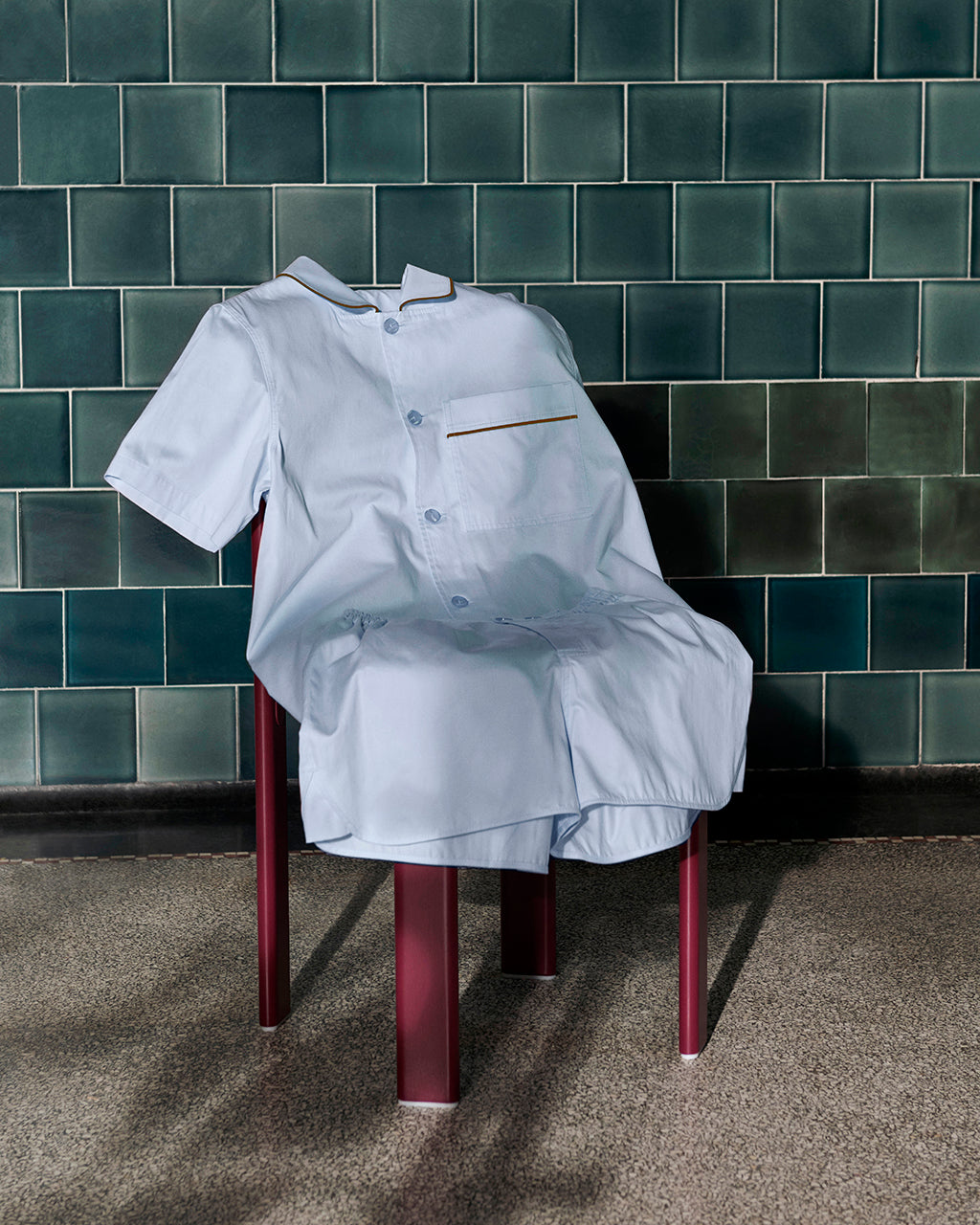 Camasa cu maneca scurta Outline Pyjama - Soft Blue