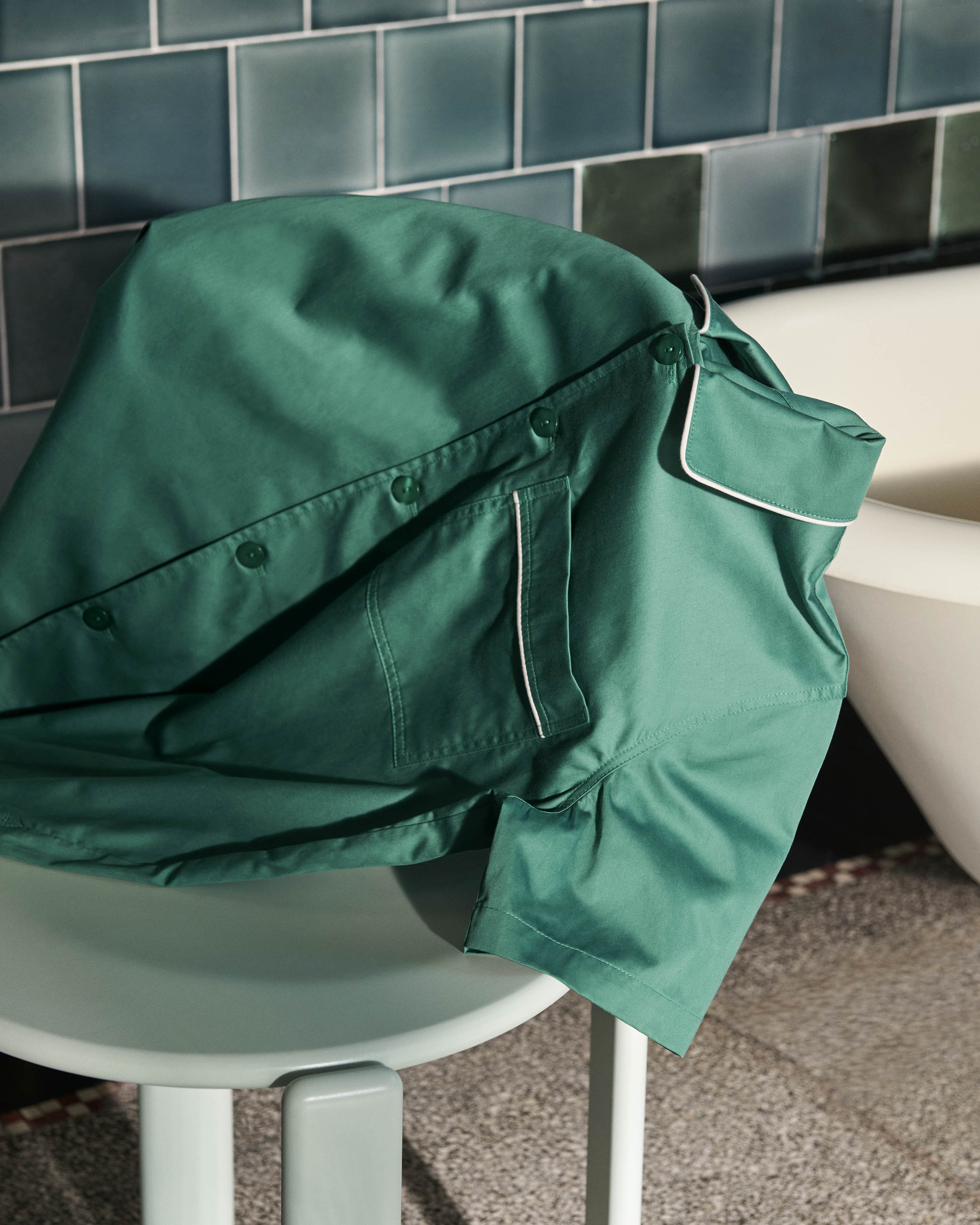 Outline Pyjama Shirt Short Sleeve - Emerald Green