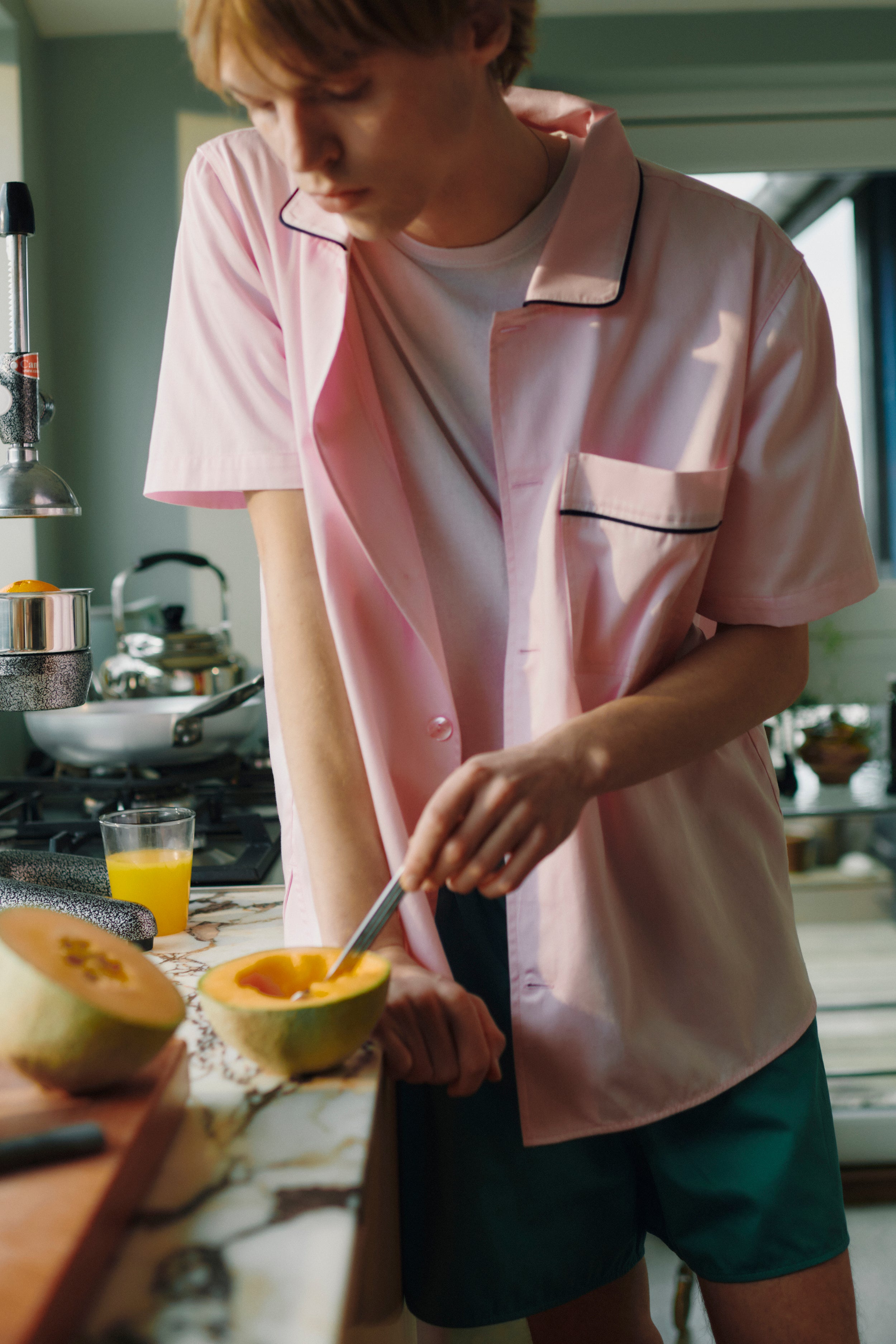 Outline Pyjama Shirt Short Sleeve - Soft Pink