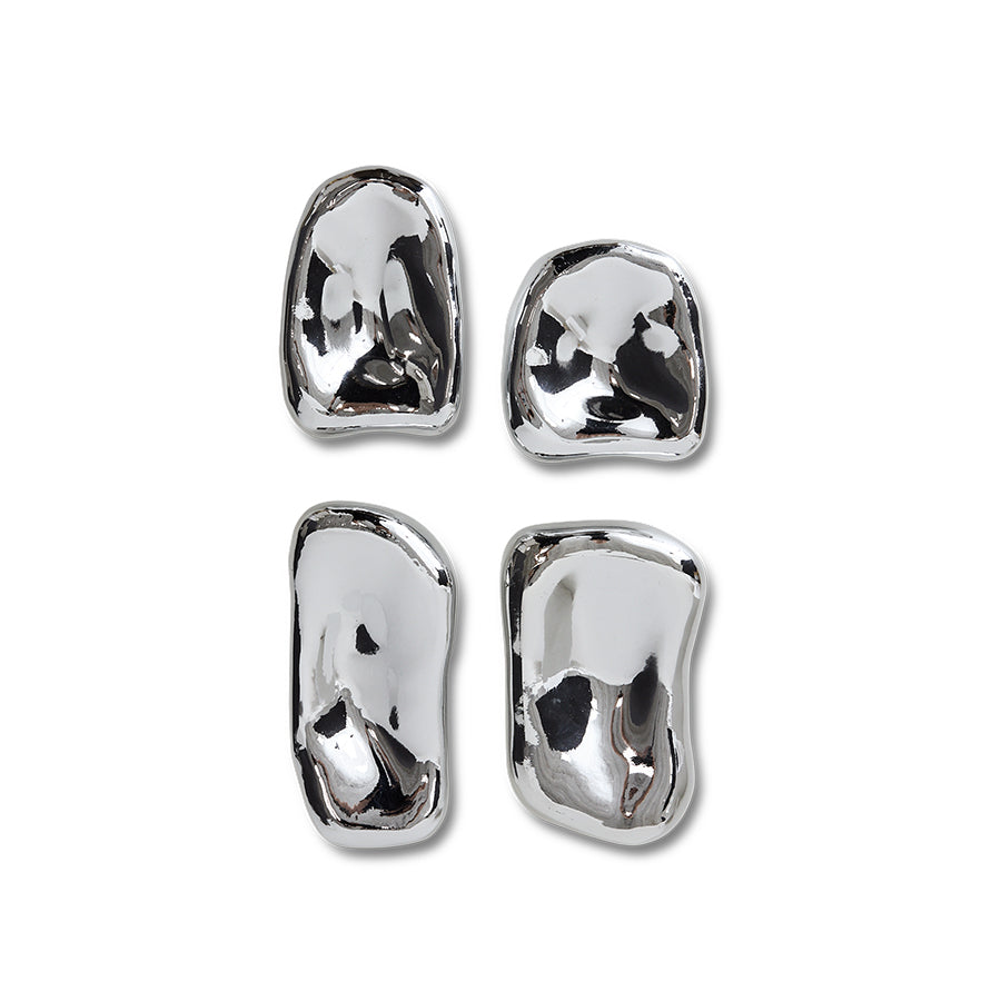 Glass sculpture chrome set of 4