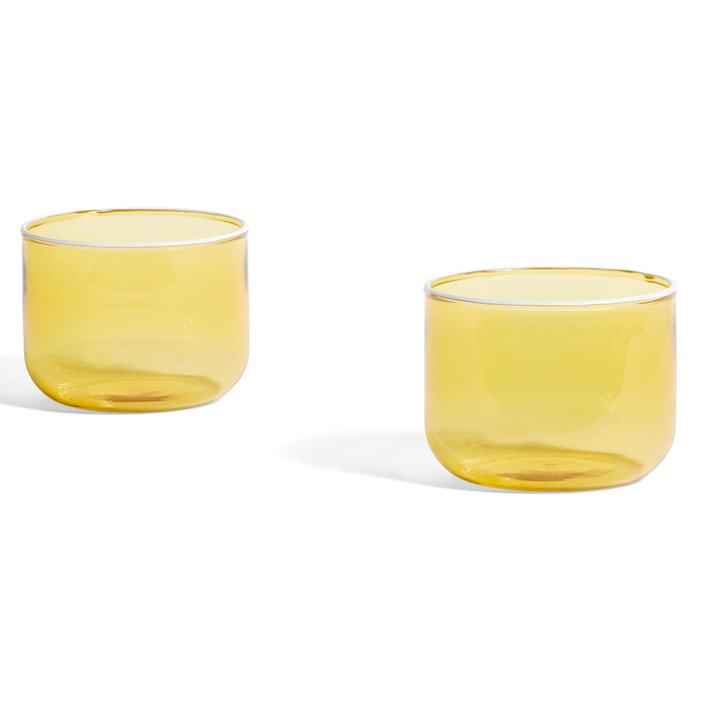 Tint Glass Set of 2 Light yellow with white rim