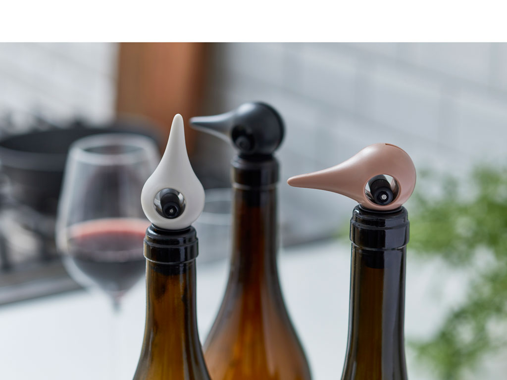 Rocks Wine Stopper - Bird, Black