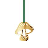 Holiday Ornament Mushroom, Gold Plated Brass