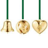 Gift Set, Bell, Ball and Heart, 3pcs - Gold Plated Brass