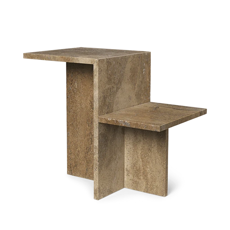Distinct Side Table - Dark Brown Travertine