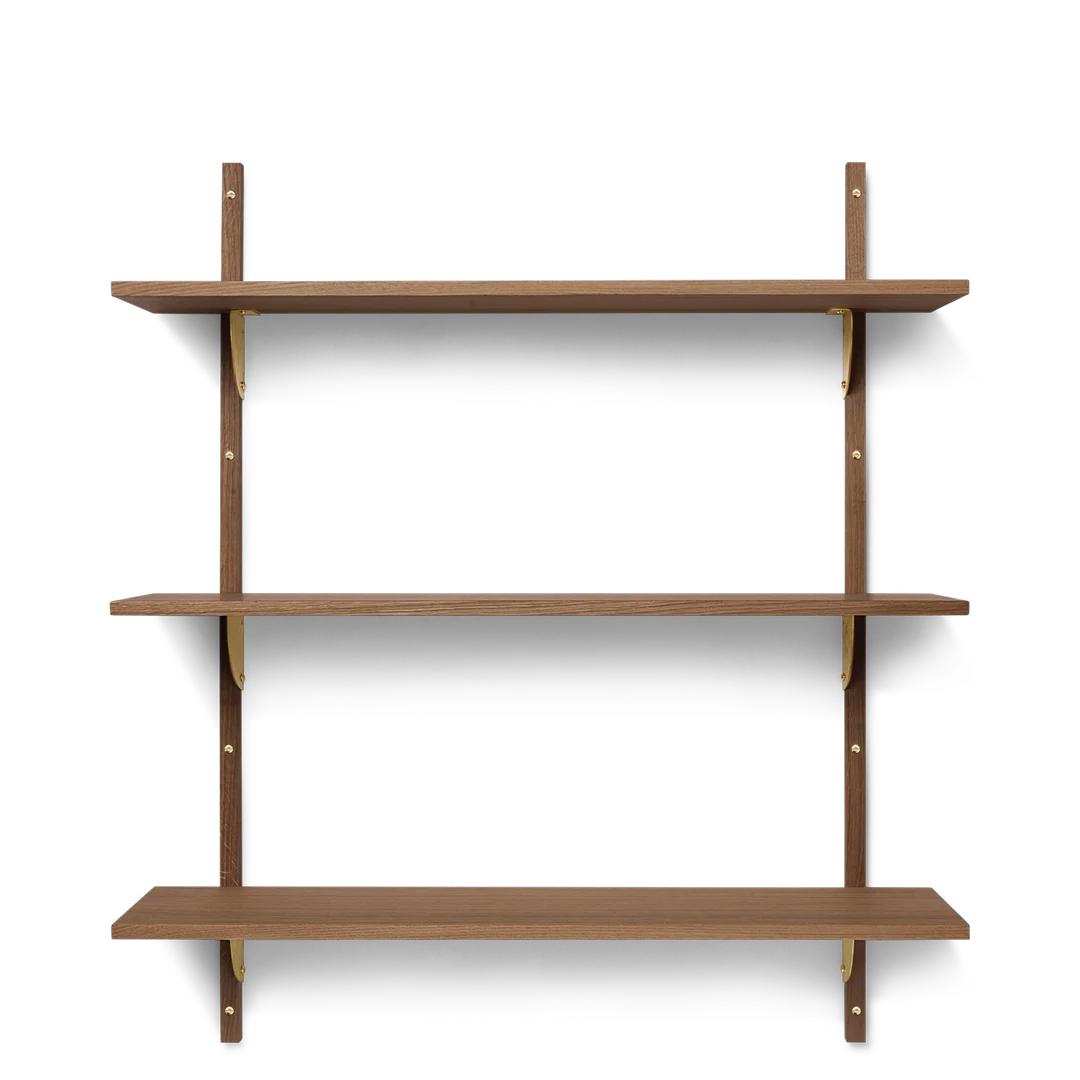 Sector Shelf - Triple - Wide - Smoked Oak/Brass