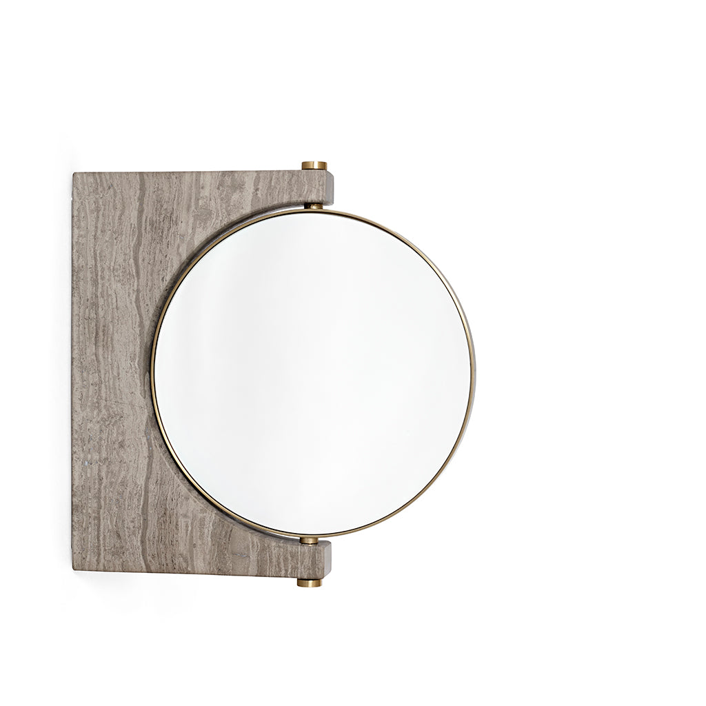 The Pepe Marble Mirror, Wall - Brass | Honed Brown Marble