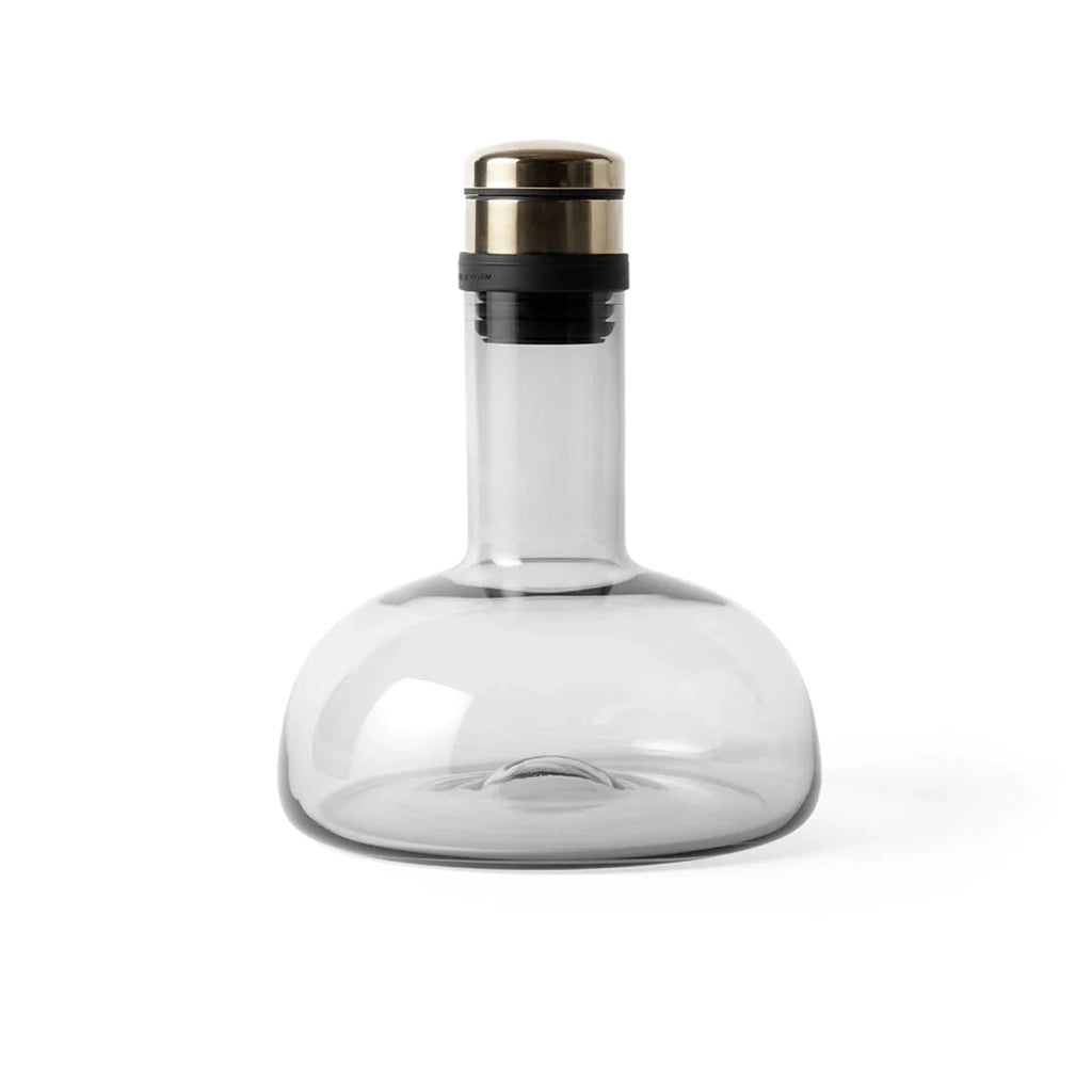 Wine Breather Carafe, Original - Smoked Glass, Brass Lid