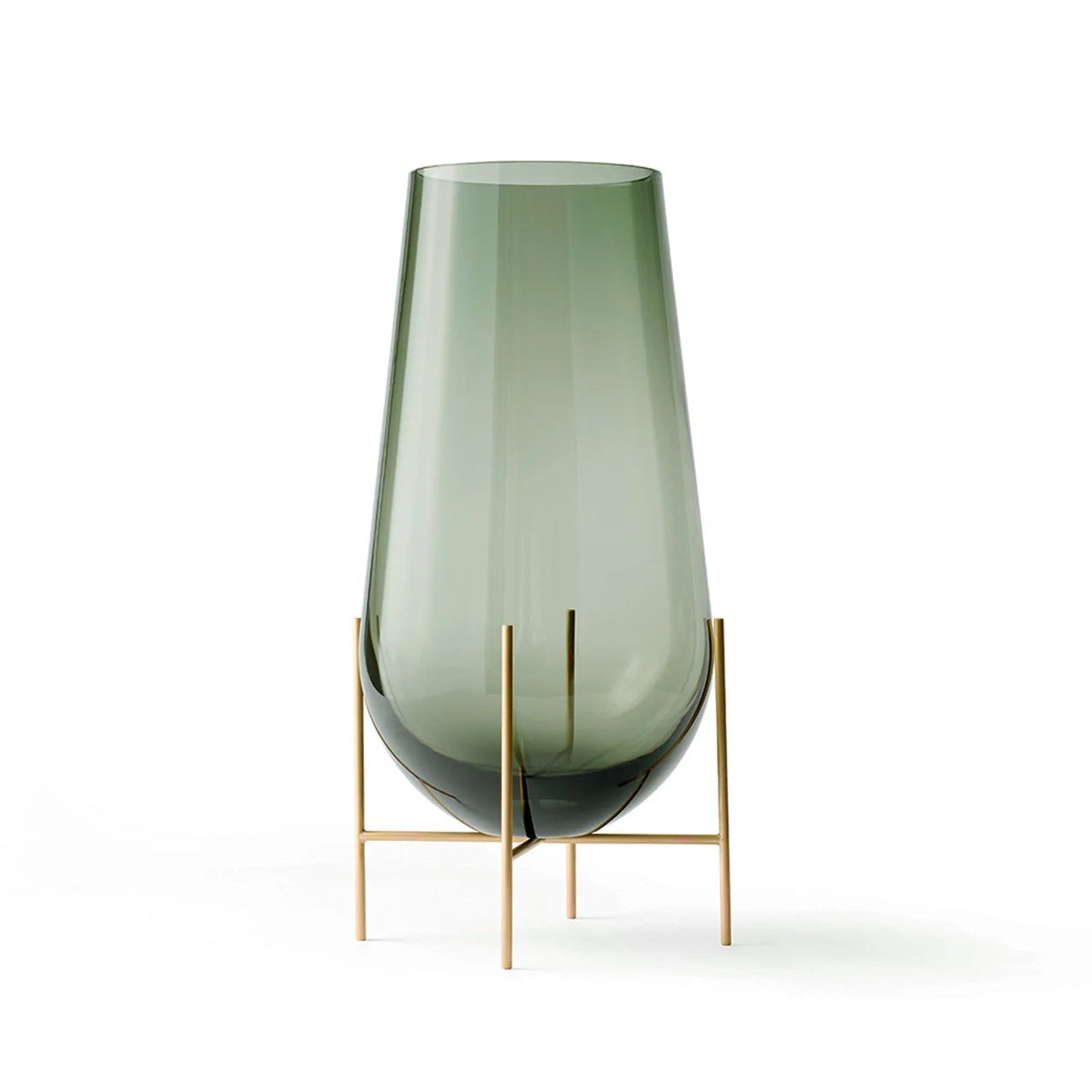 Échasse Vase Small - Brass, Green Smoked Glass