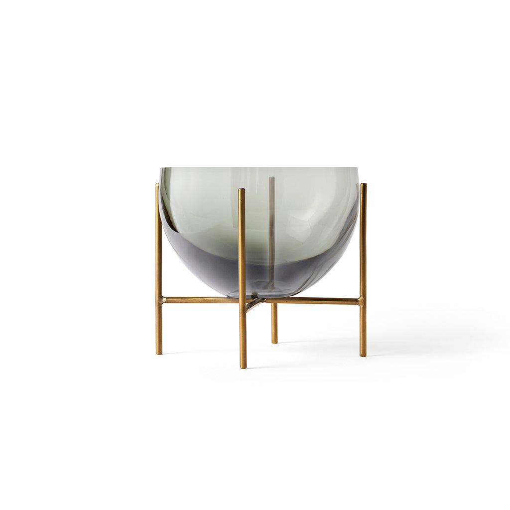 Échasse Bowl Small- Brass, Green smoked glass