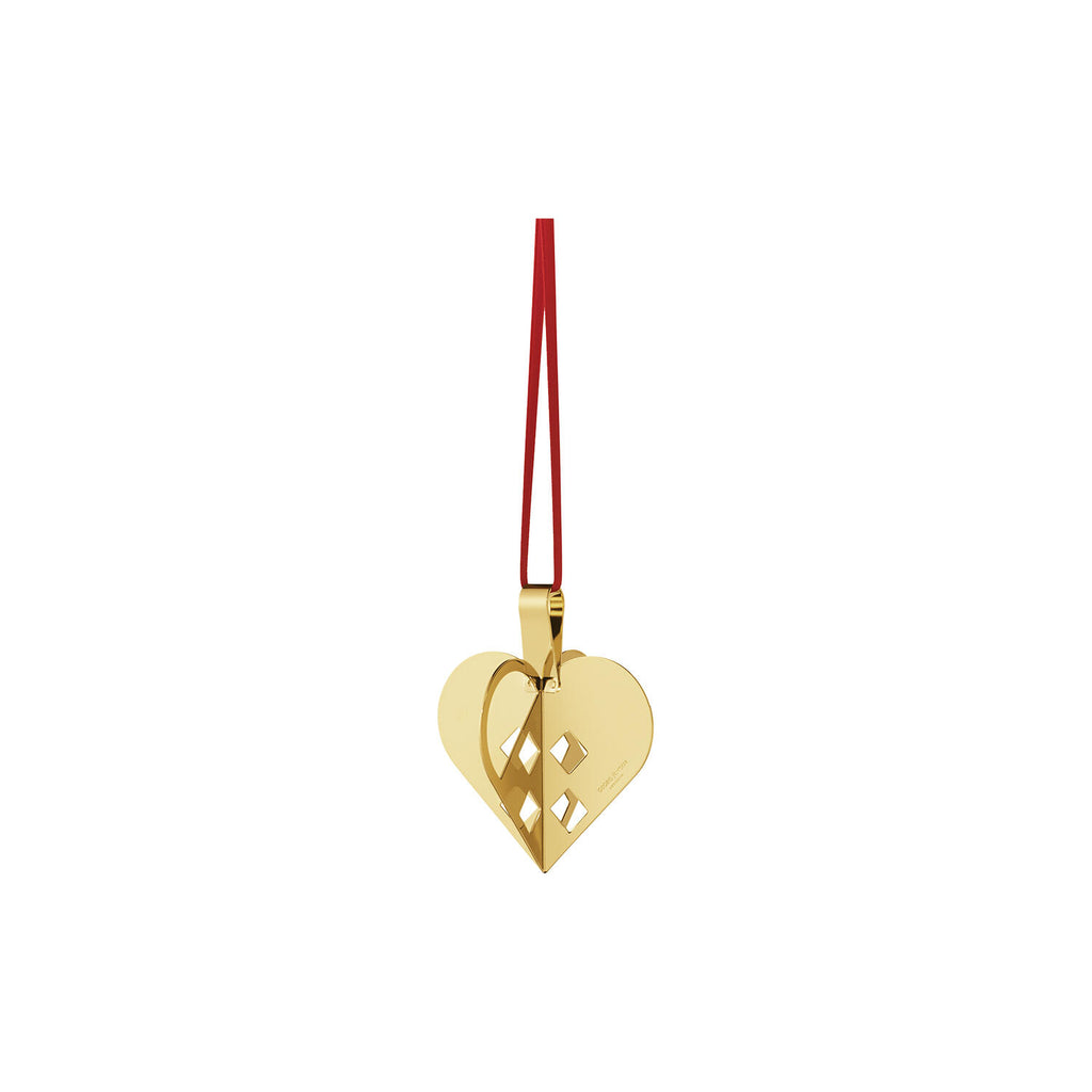 Holiday Ornament, Heart, Gold Plated