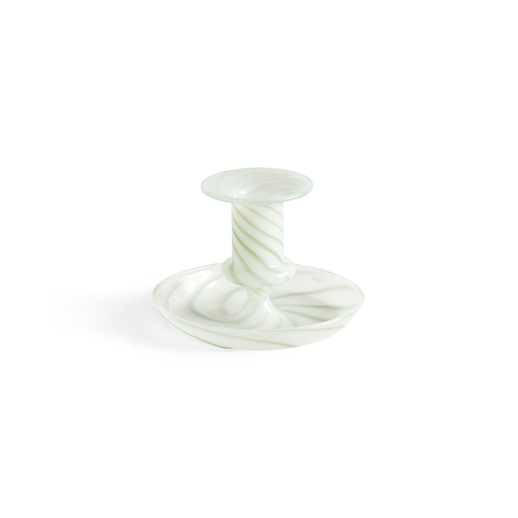 Flare Stripe Milk Candleholder Small - Green