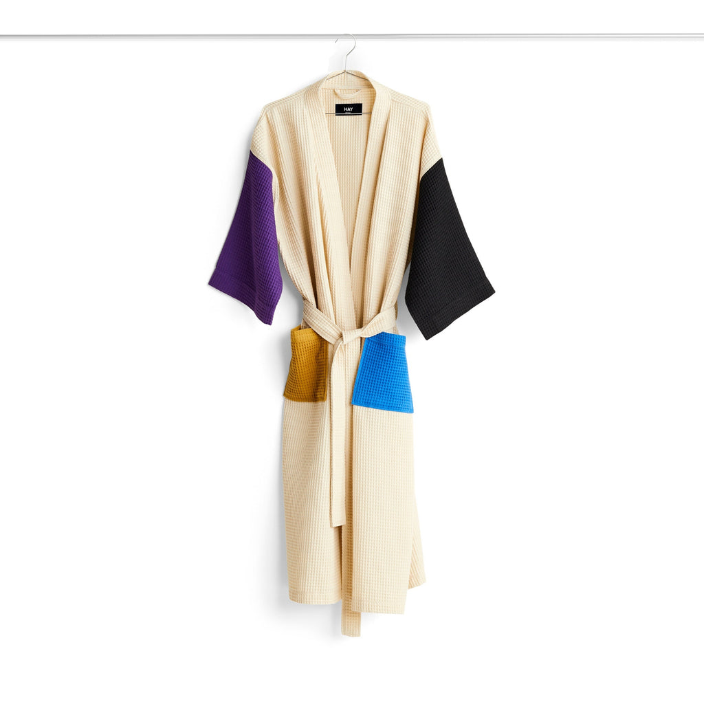 Waffle Bathrobe - Cream multi