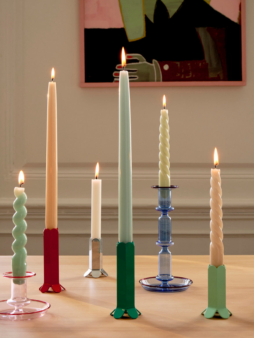 Wavy Candleholder Medium - Jade, light blue