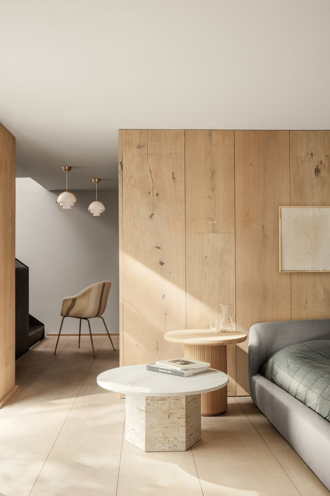 Masuta Lounge Moon Rotundă - Solid Oak Soap Treated