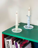 Flare Stripe Milk Candleholder Small - Green