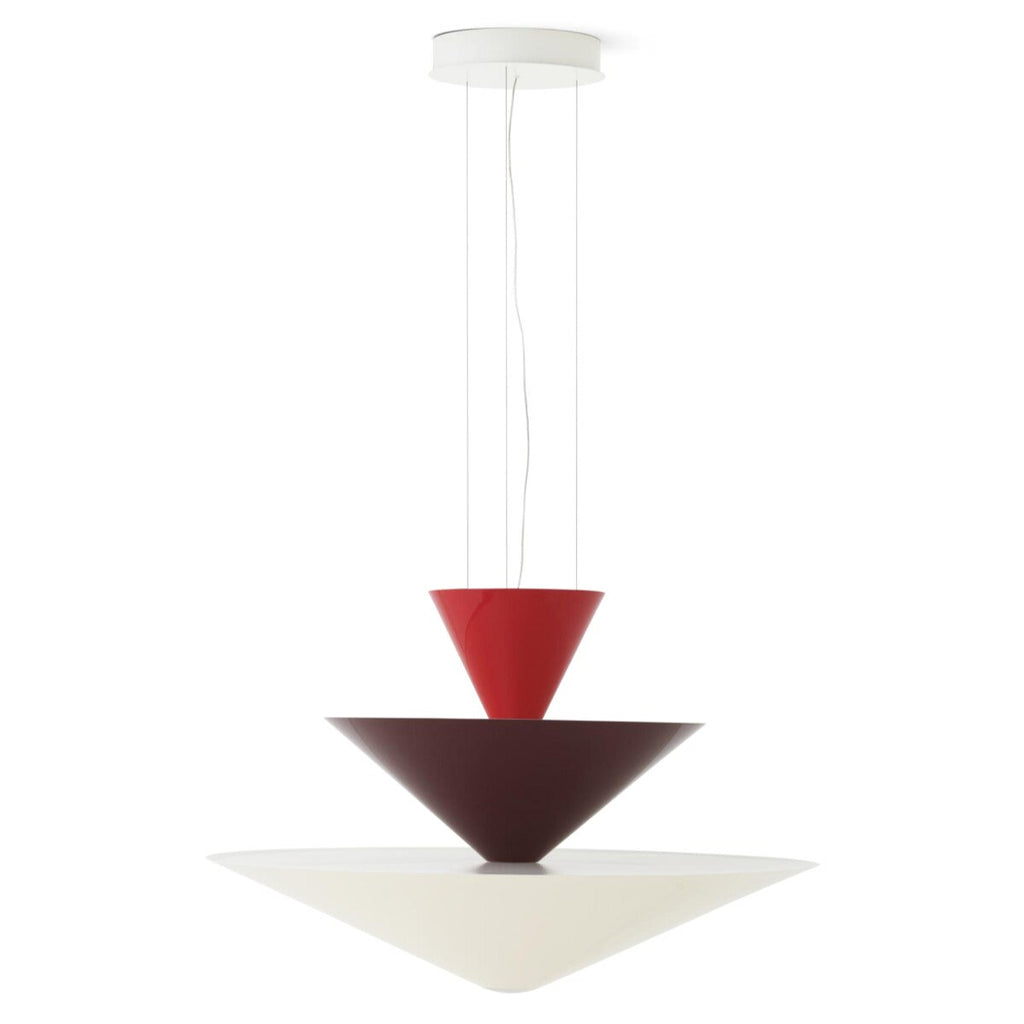 Gio Pendant LN15 Ø92 cm Vermilion Red & Dark Burgundy & Ecru White