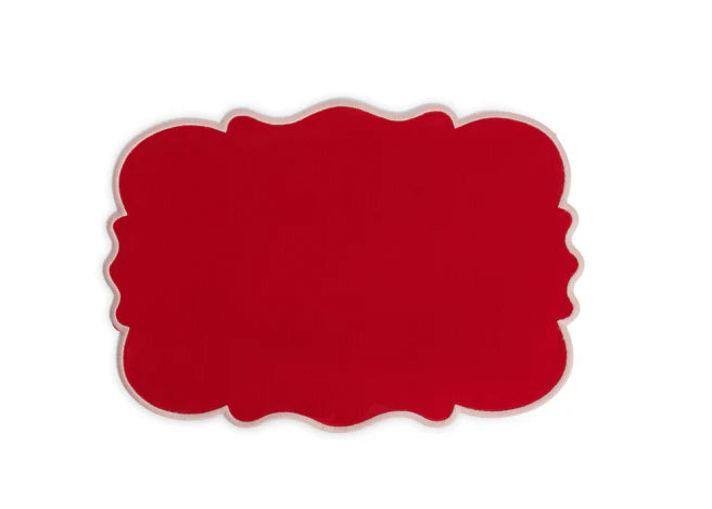 Set of 2 Scalloped Placemats - Red
