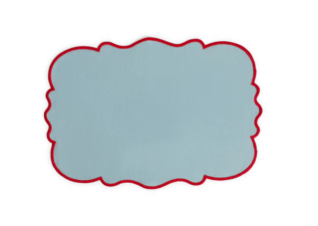 Set of 2 Scalloped Placemats - Light blue