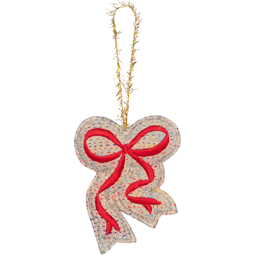 Christmas Kantha Bow Ornament