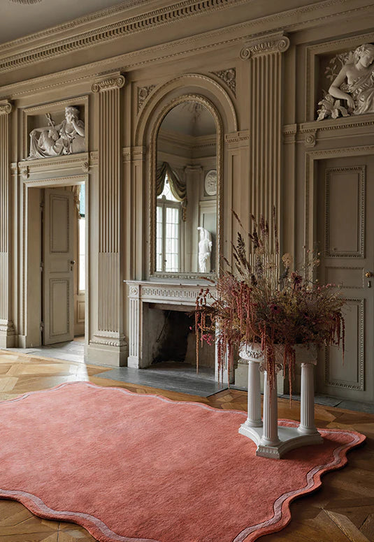 Scallop Wool Rug -  Watermelon Pink