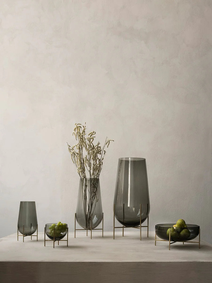 Échasse Vase Small - Brass, Green Smoked Glass