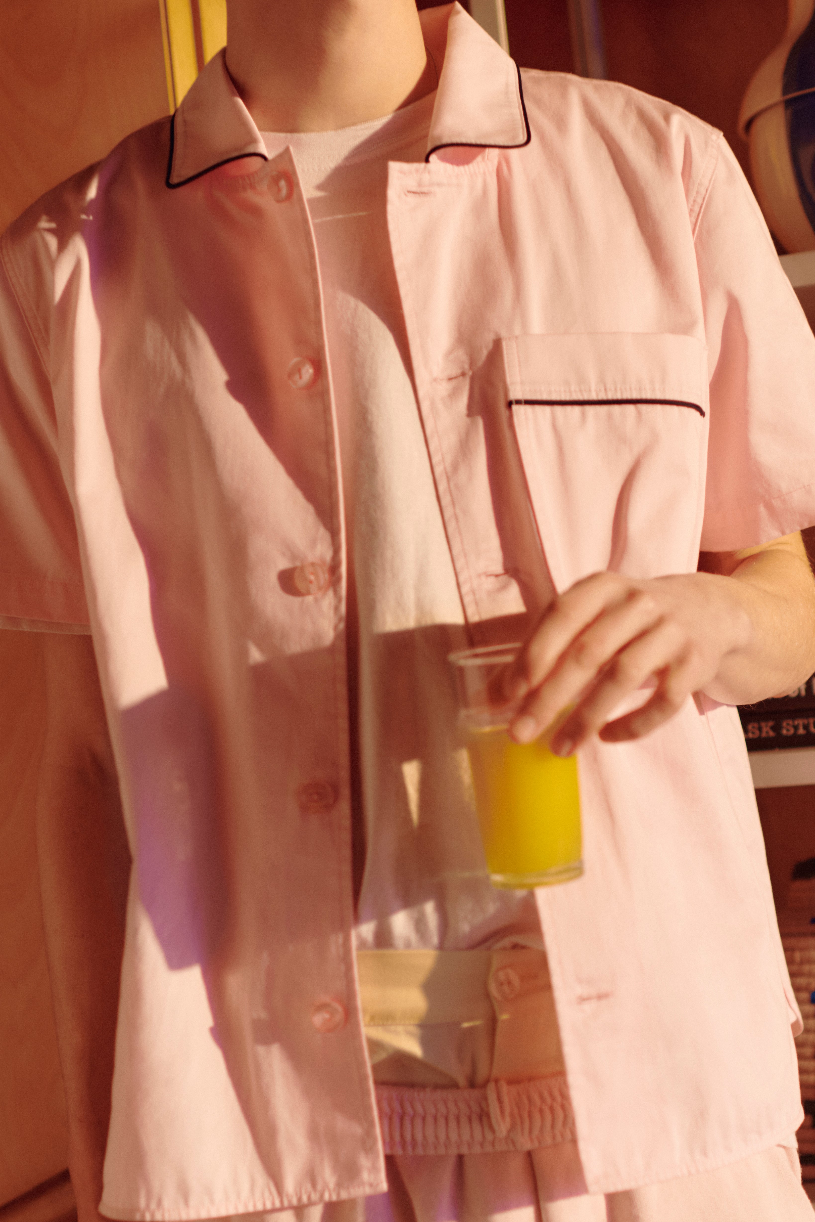 Pijama Outline Camasa cu maneca scurta - Soft Pink