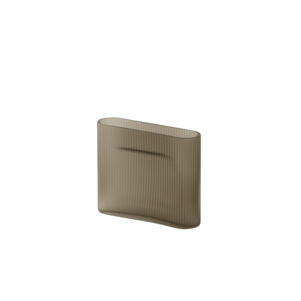 Ridge Vase - H16,5 - Taupe Frosted Glass