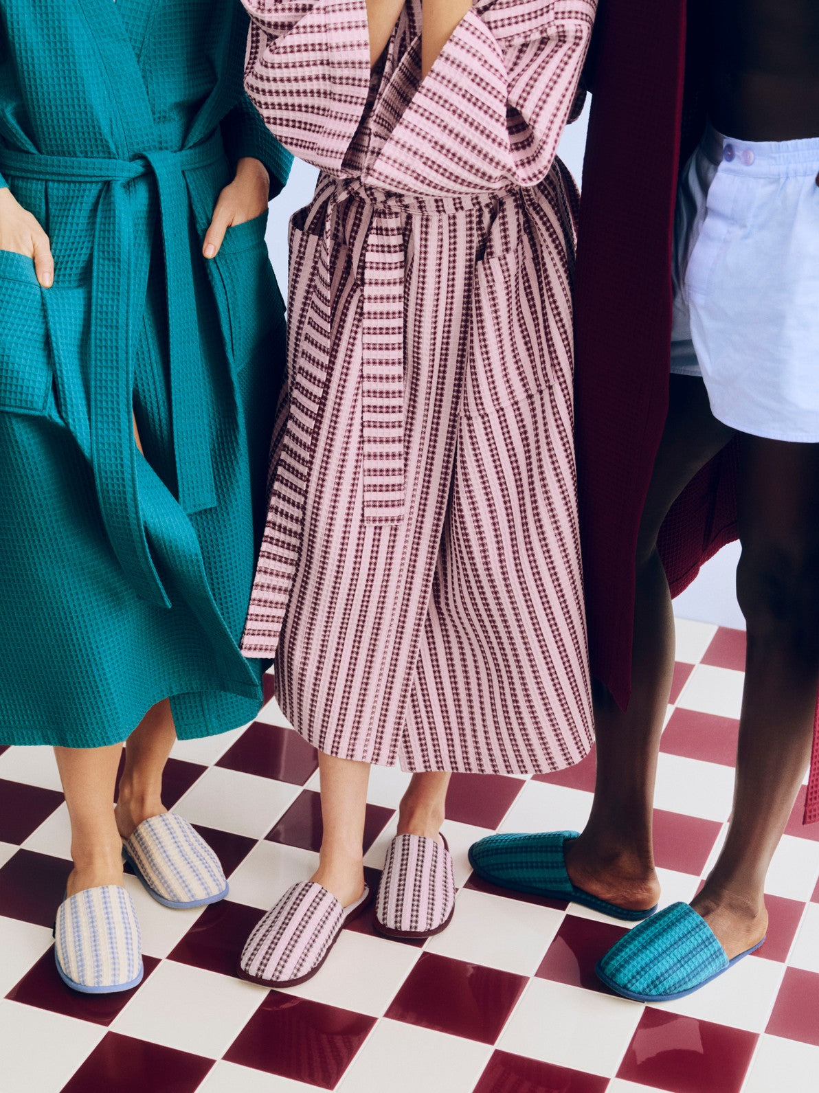 Halat de baie Waffle - Stripe Cool Pink