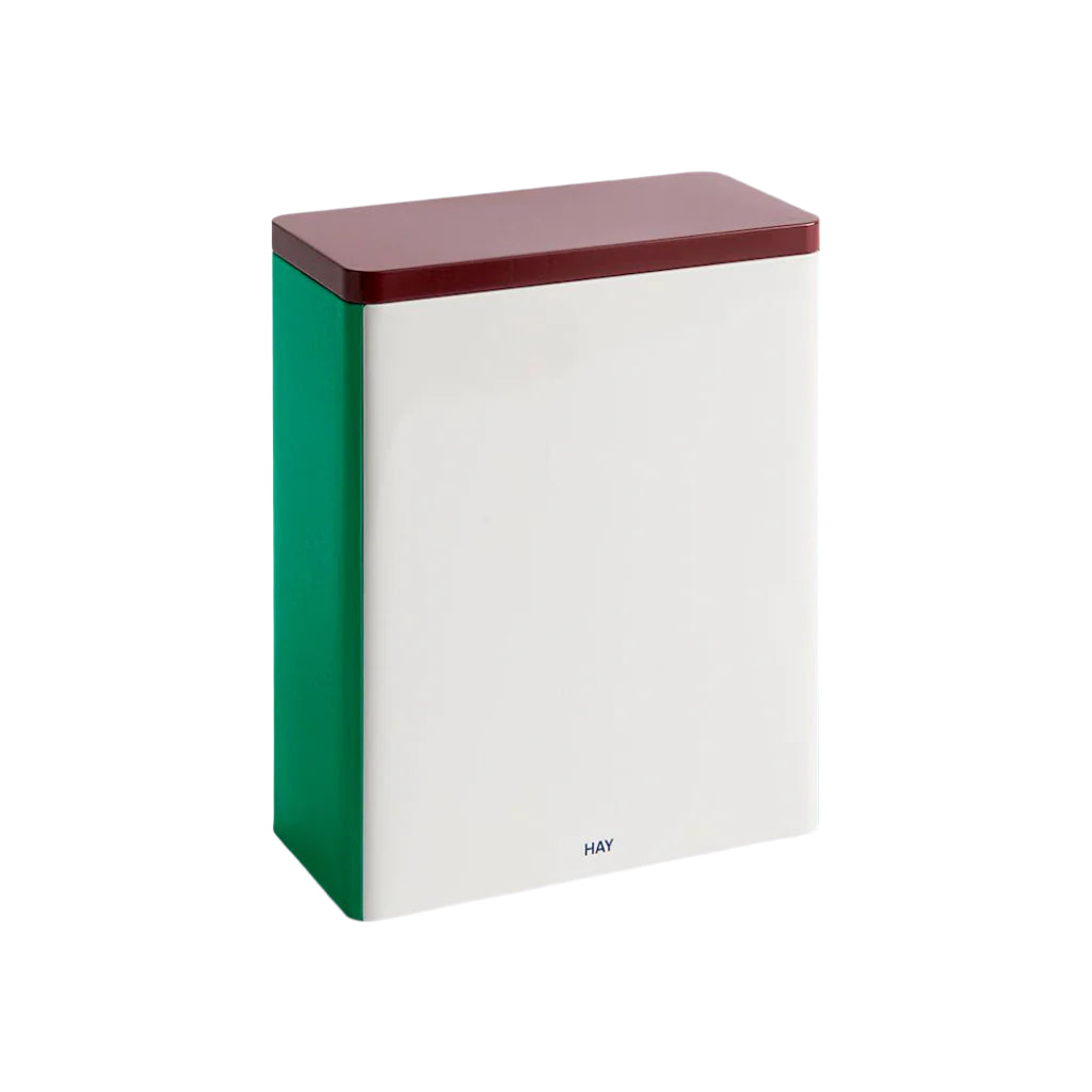 Tin Container-X-Large-Off-White, burgundy and green