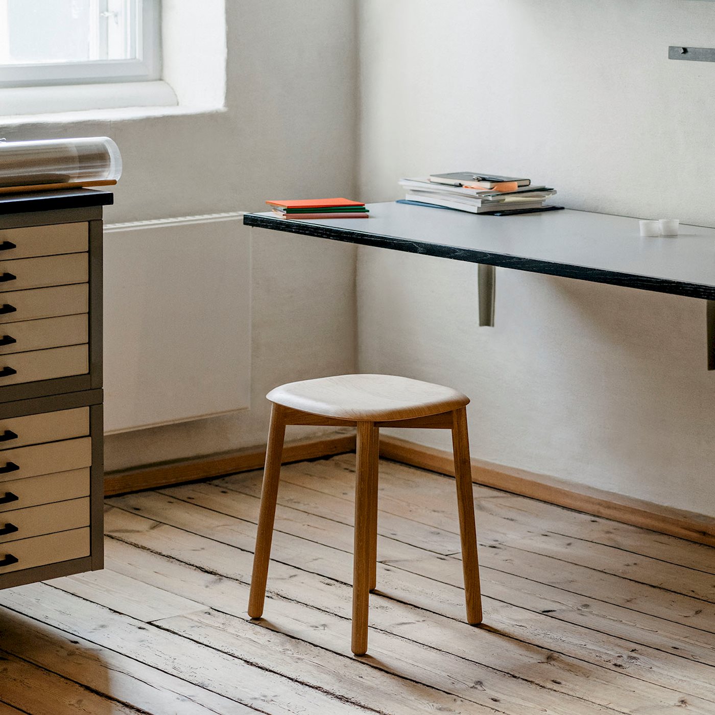 Soft Edge 72 Stool - Water based lacquered solid oak