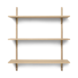 Sector Shelf - Triple - Wide - Natural Oak/Brass