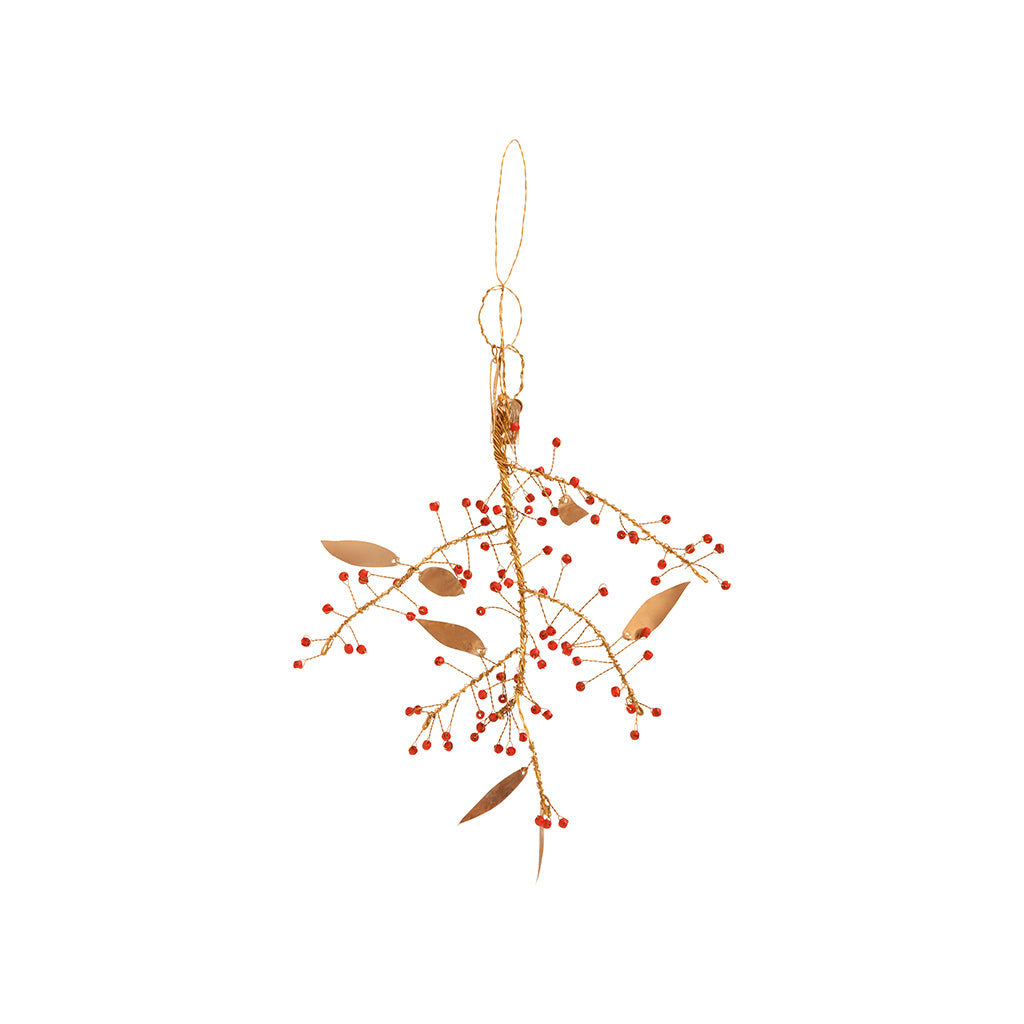 Brass & Red Berry Branch - Small