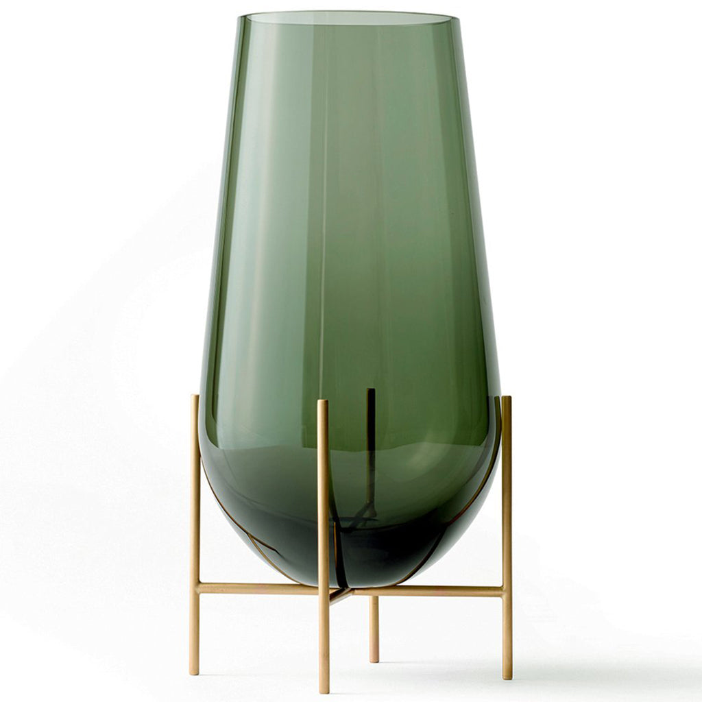 Échasse Vase Large - Brass, Green smoked glass