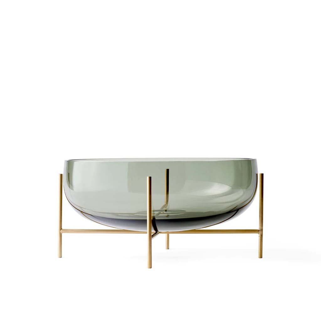 Échasse Bowl - Brass, Green smoked glass