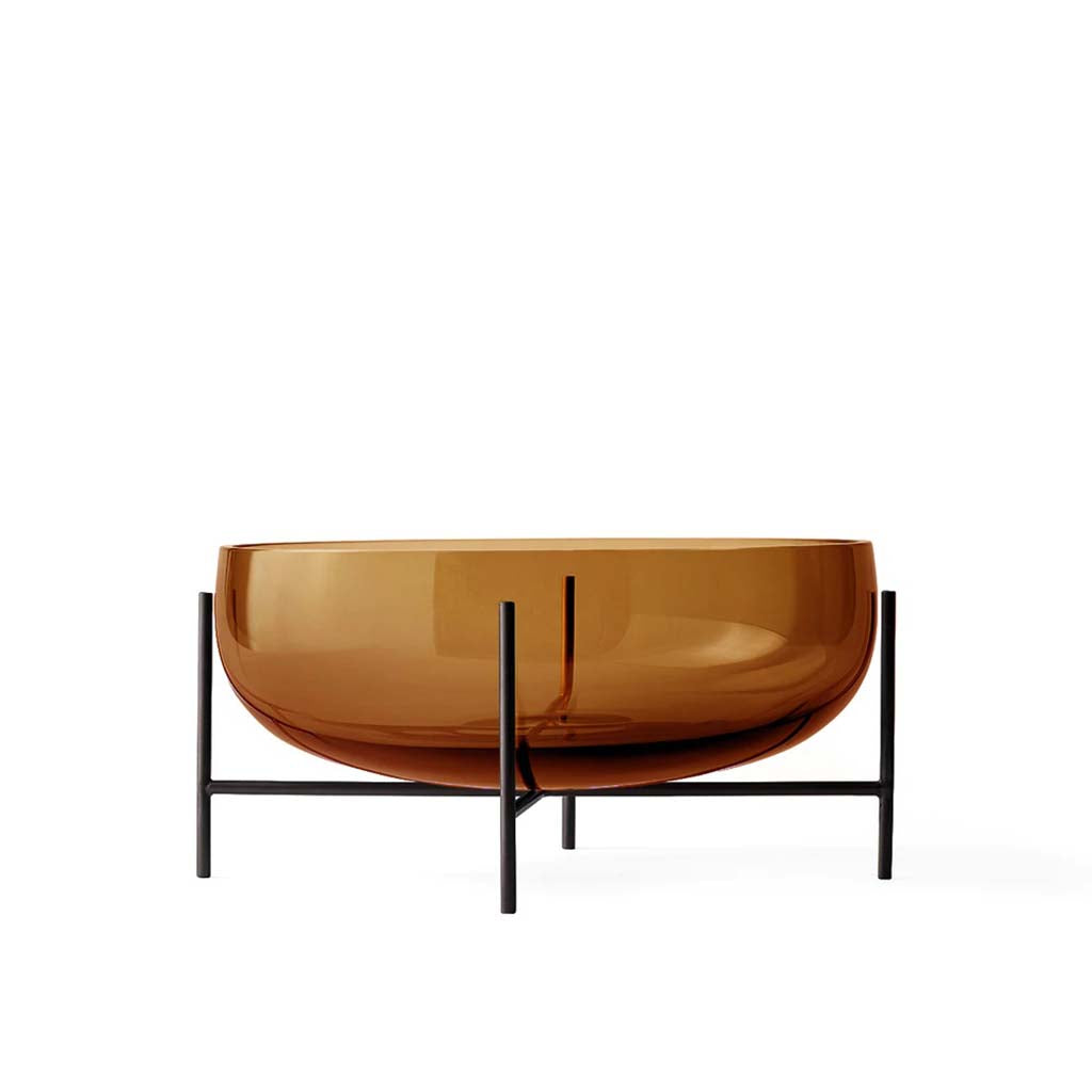 Échasse Bowl - Bronzed brass, Amber glass