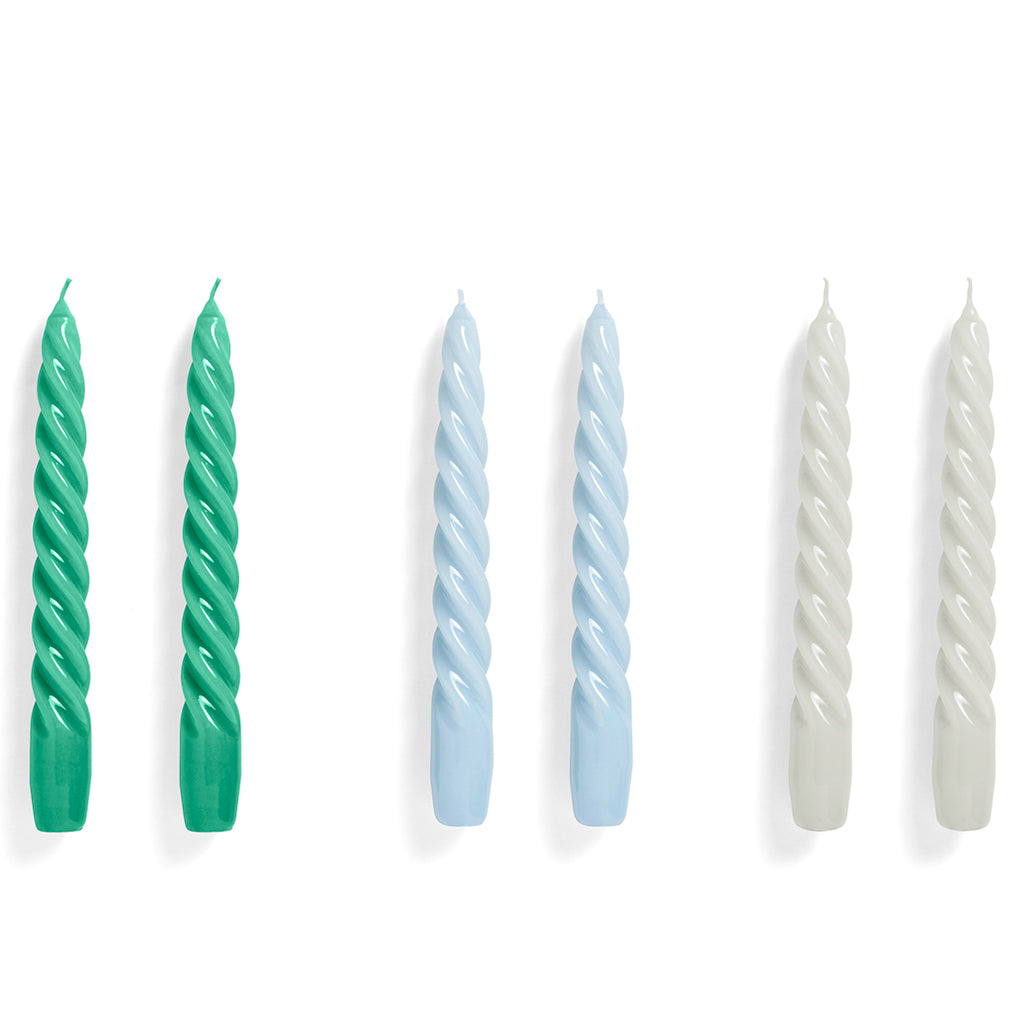 Candle Twist Set of 6 Green Light blue Light grey