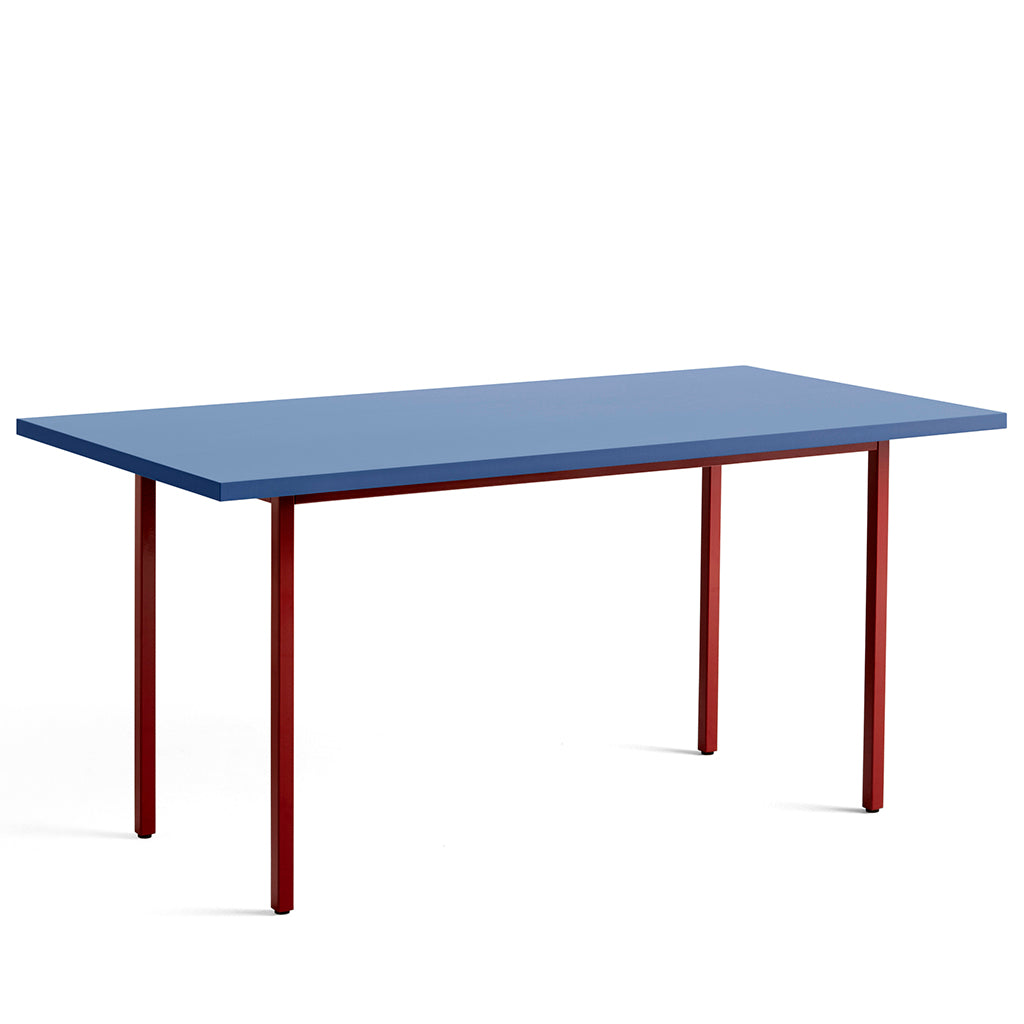 Two-Colour Rectangular Dining Table - Maroon red, Blue