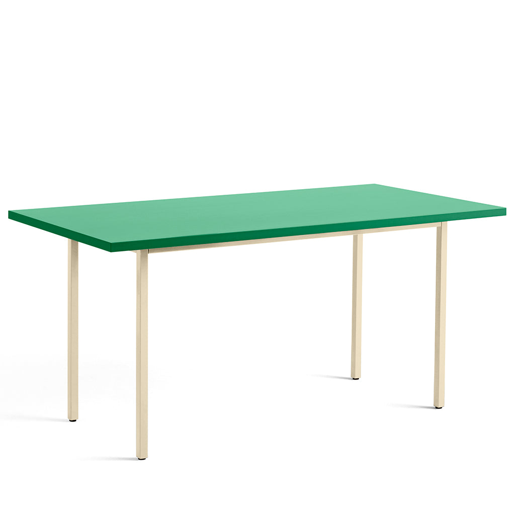 Two-Colour Rectangular Dining Table - Ivory, Green mint