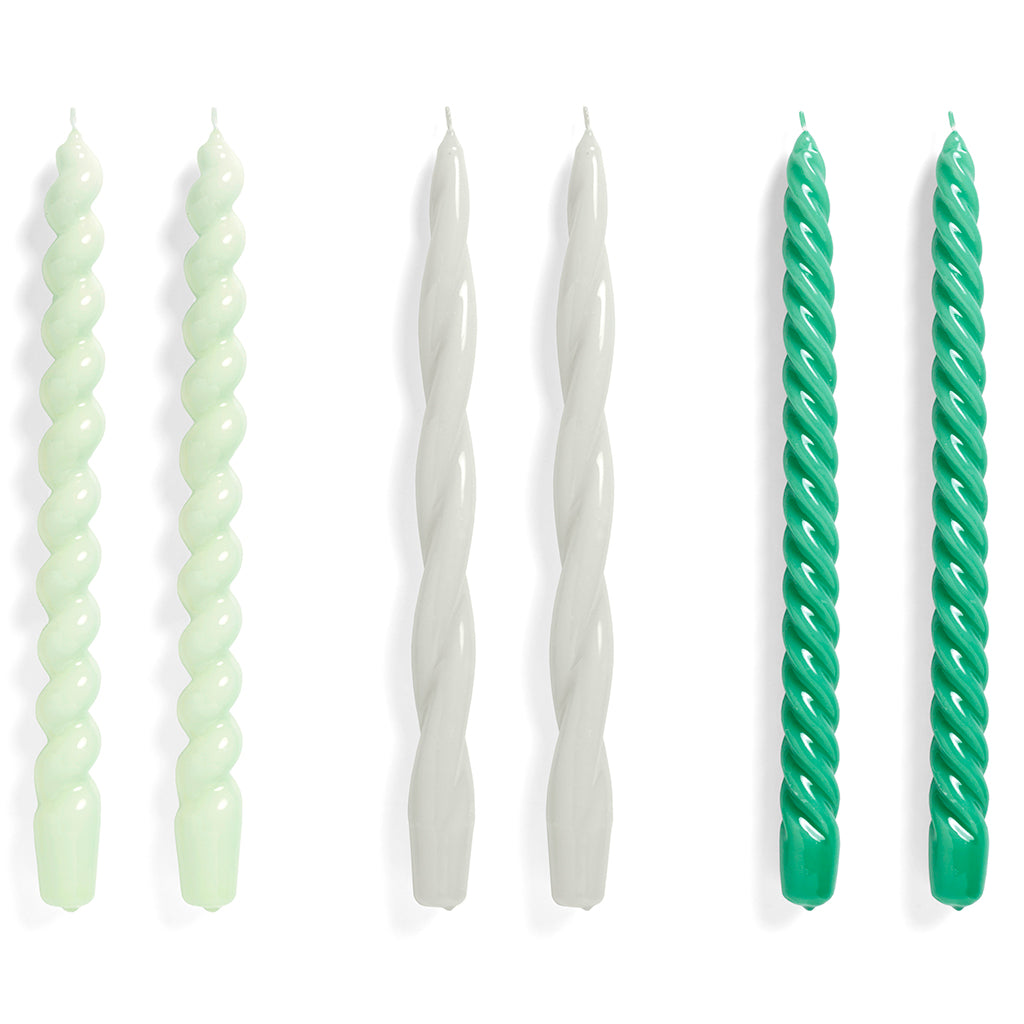 Candle Long Mix Set of 6 Mint Light grey Green
