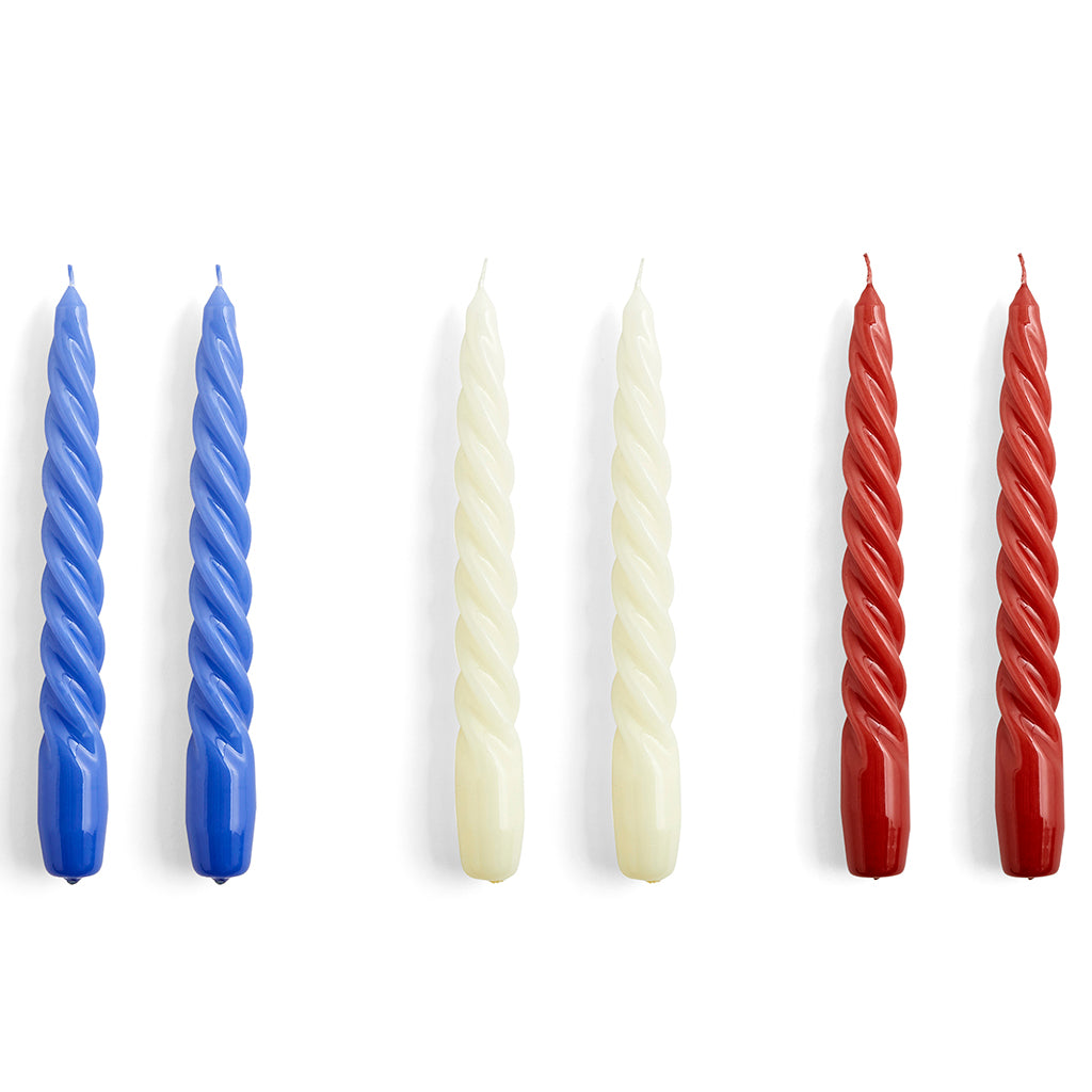 Candle Twist 6 Pcs - Purple Blue, Off-White, Burgundy
