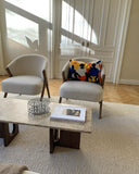 Androgyne Lounge Table, Dark stained oak / Kunis breccia sand