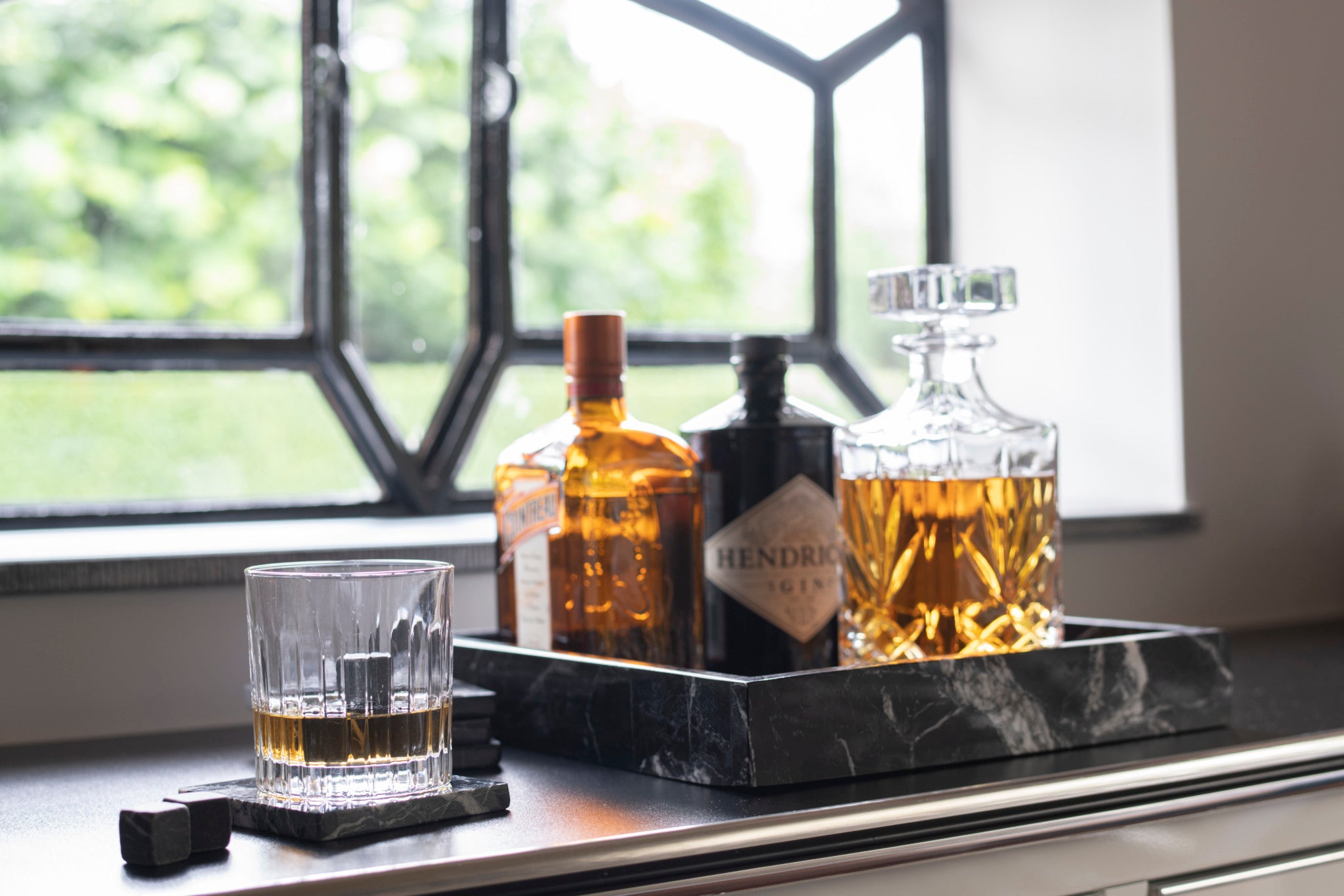 Black Marble Square Tray