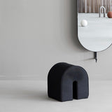 Curved Pouf | Black Leather