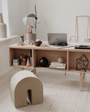 Curved Pouf | Light Brown Leather