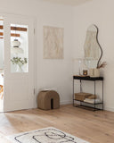 Curved Pouf | Light Brown Leather