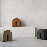 Curved Pouf | Black Leather